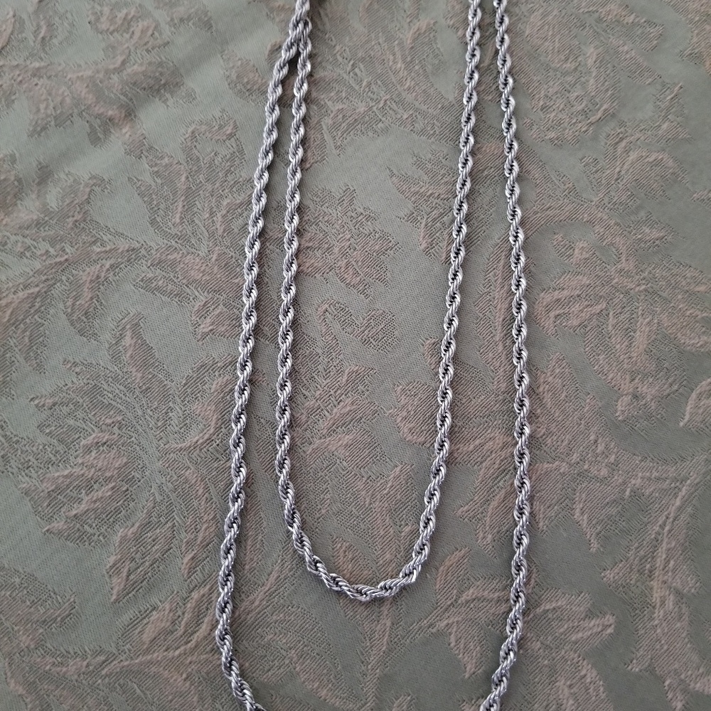 Long Silver Colored Rope Necklace - Picture 3 of 5